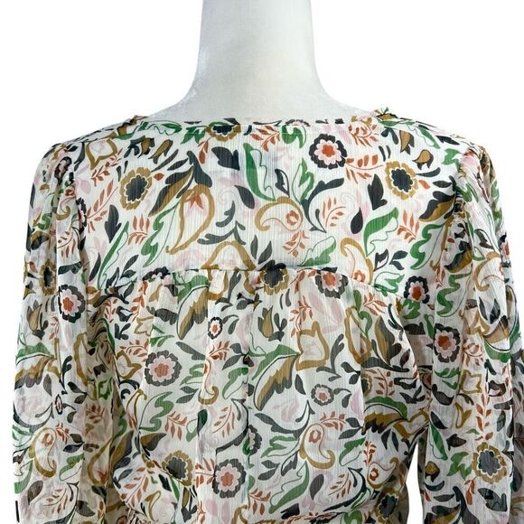 Ted Baker XS to Small Cream Floral Brienna Tie Front Blouse - Picture 8 of 13